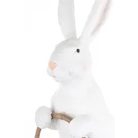 Figurka Królik z Koszem Jajek Biało-Zielona Wielkanocna